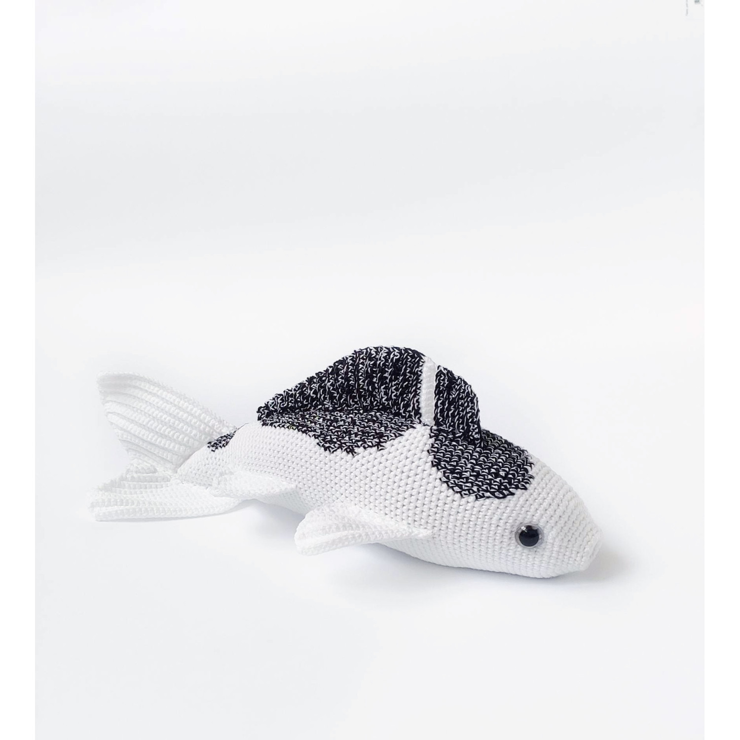 Stuffed sea creatures, plush koi fish grey