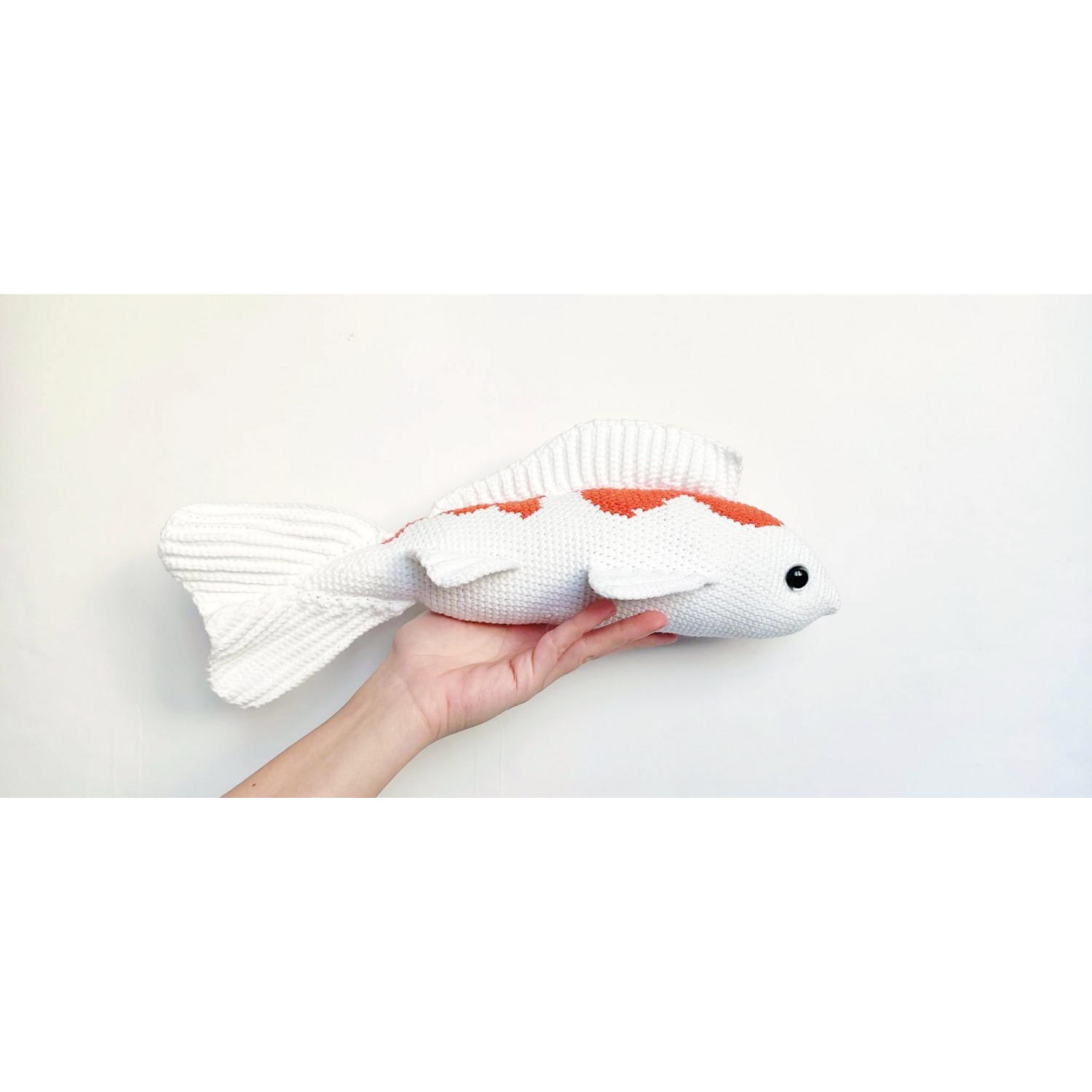 Stuffed sea creatures, plush koi fish grey